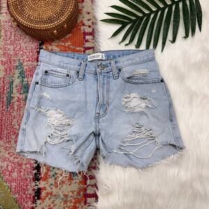 Abercrombie Distressed Cut Off Mid Rise Boyfriend Short Denim Jean Shorts 24/00